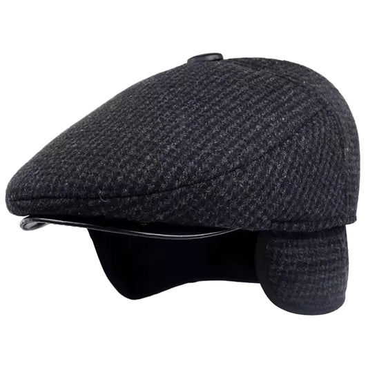 Men's Ear Flap Flat Cap