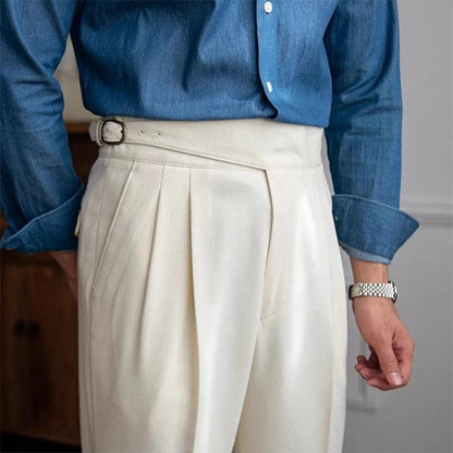 Men's Front Pleat Side Adjuster Trousers