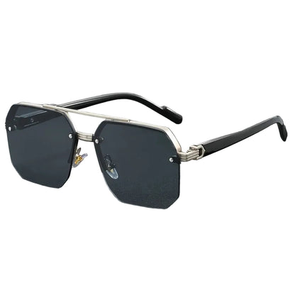 Men's Geometric Half Frame Sunglasses