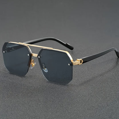 Men's Geometric Half Frame Sunglasses