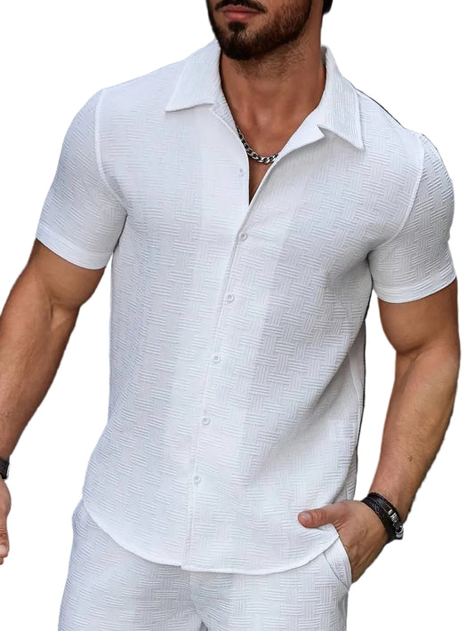 Men's Geometric Pattern Button Front Shirt