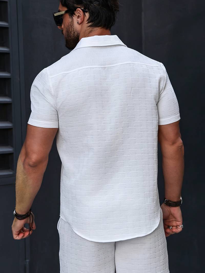 Men's Geometric Pattern Button Front Shirt