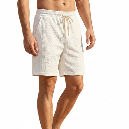 Men's Geometric Texture Drawstring Shorts