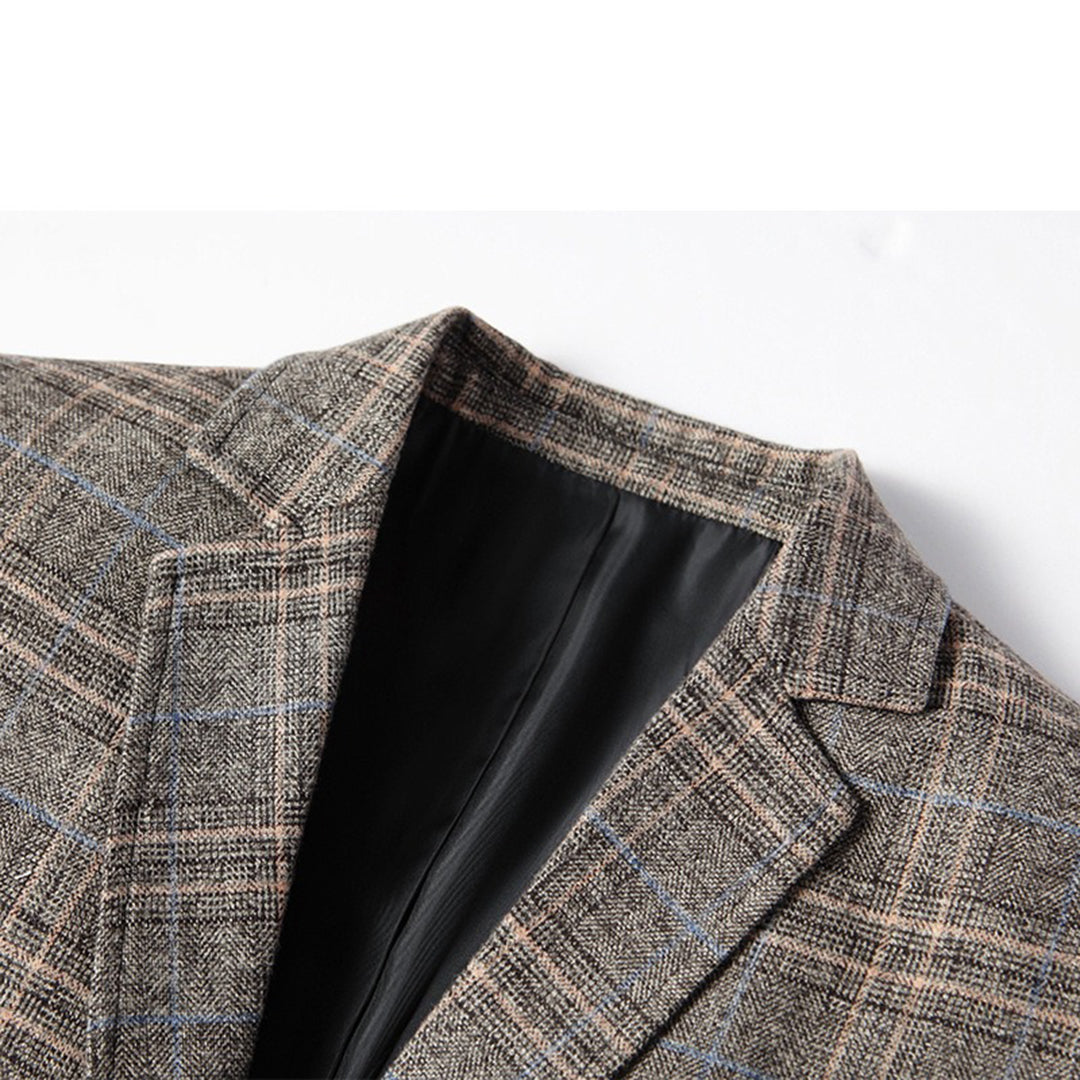 Men's Grid Pattern Blazer