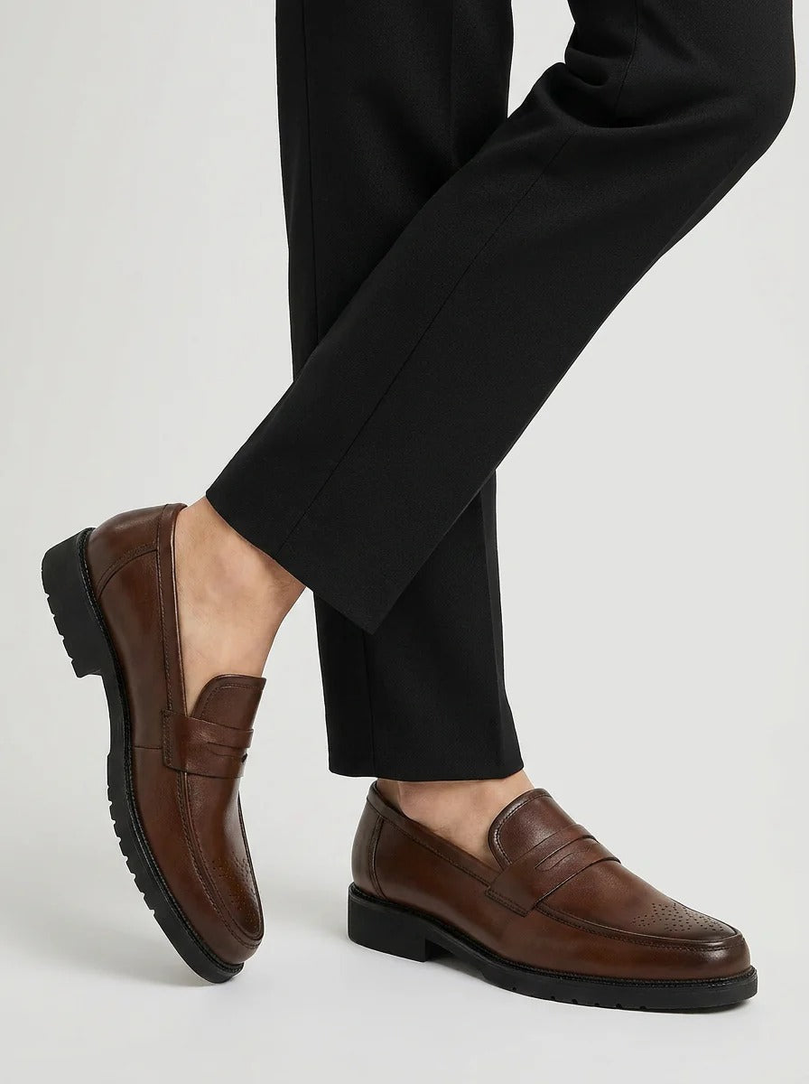 Men's Grooved Sole Penny Loafers