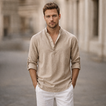 Men's Half Button Collar Shirt