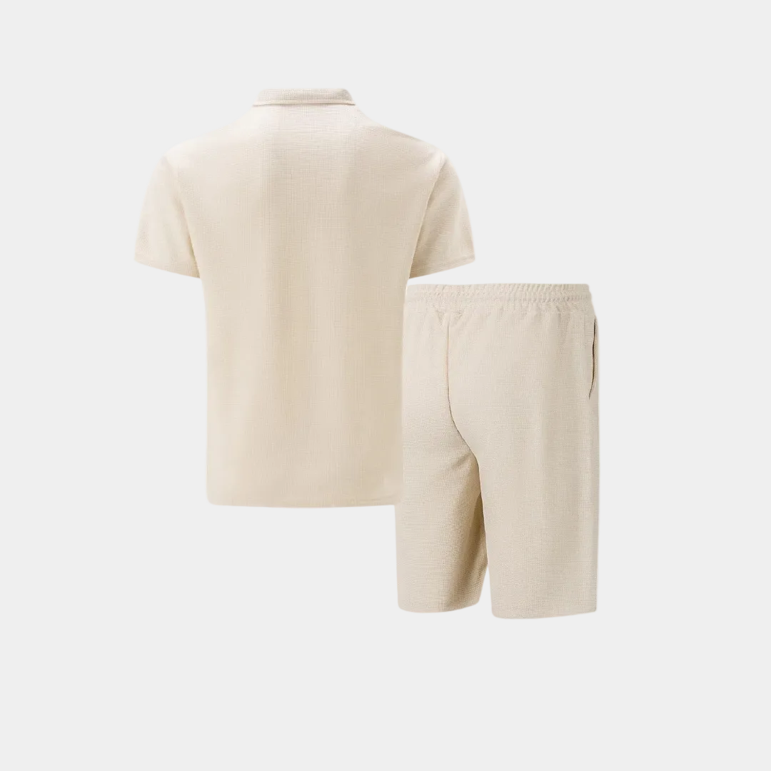 Men's Half-Zip Polo Shirt And Shorts Set