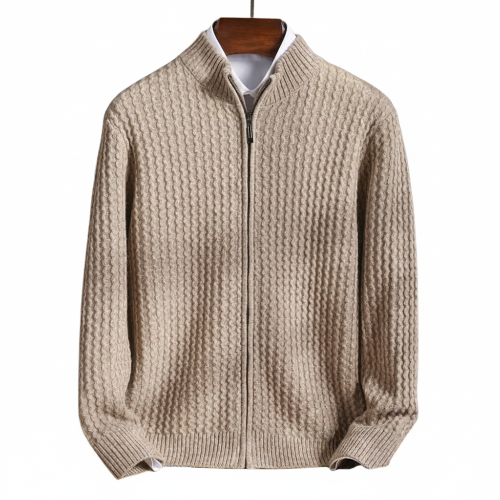 Men's High Neck Front Zip Sweater