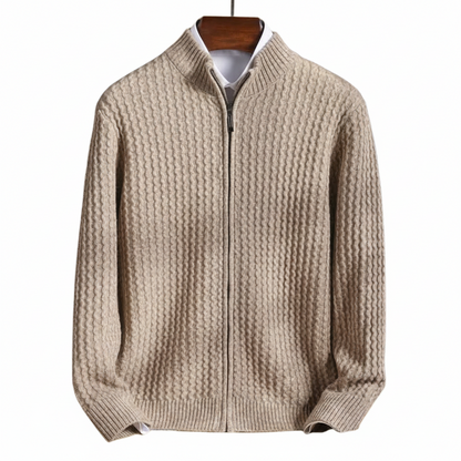 Men's High Neck Front Zip Sweater