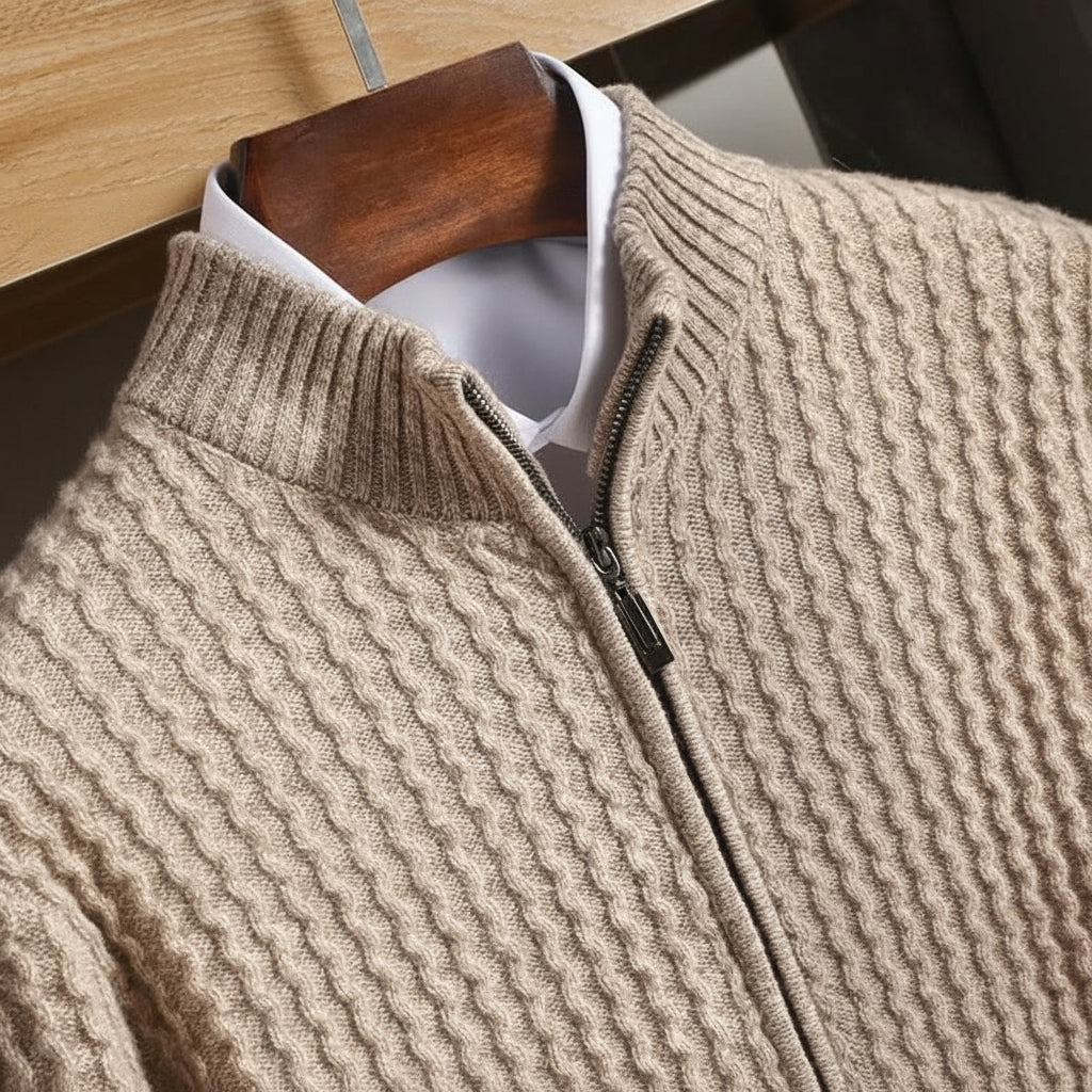 Men's High Neck Front Zip Sweater