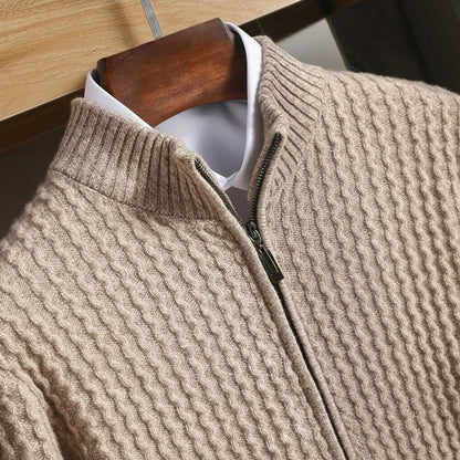 Men's High Neck Front Zip Sweater