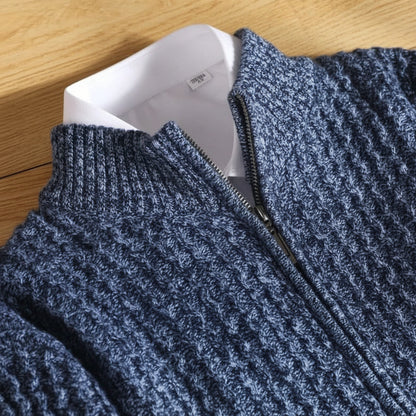 Men's High Neck Front Zip Sweater