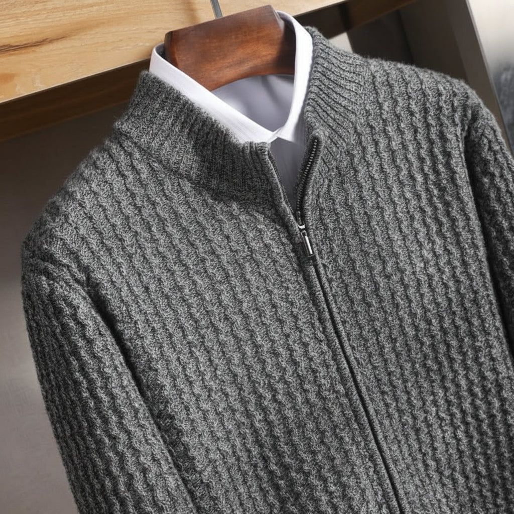 Men's High Neck Front Zip Sweater
