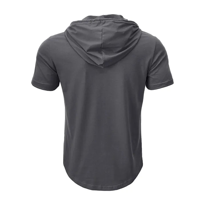 Men's Hooded Button Placket T-Shirt