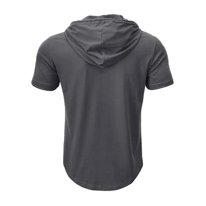 Men's Hooded Button Placket T-Shirt