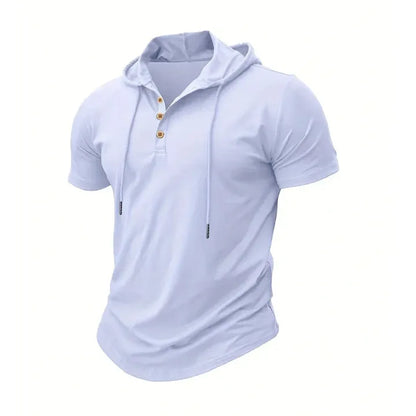 Men's Hooded Button Placket T-Shirt