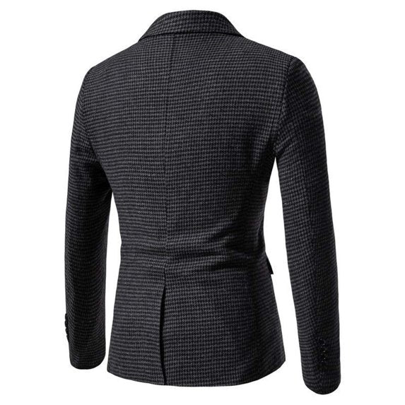 Men's Mini Check Button Blazer