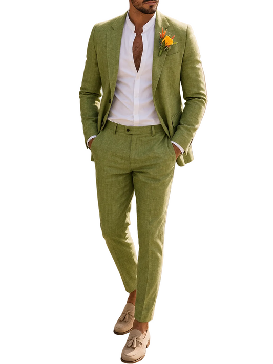 Men's Notched Lapel Blazer and Trouser Set