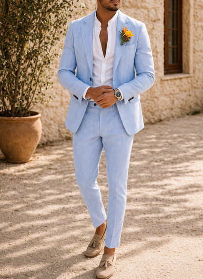 Men's Notched Lapel Blazer and Trouser Set