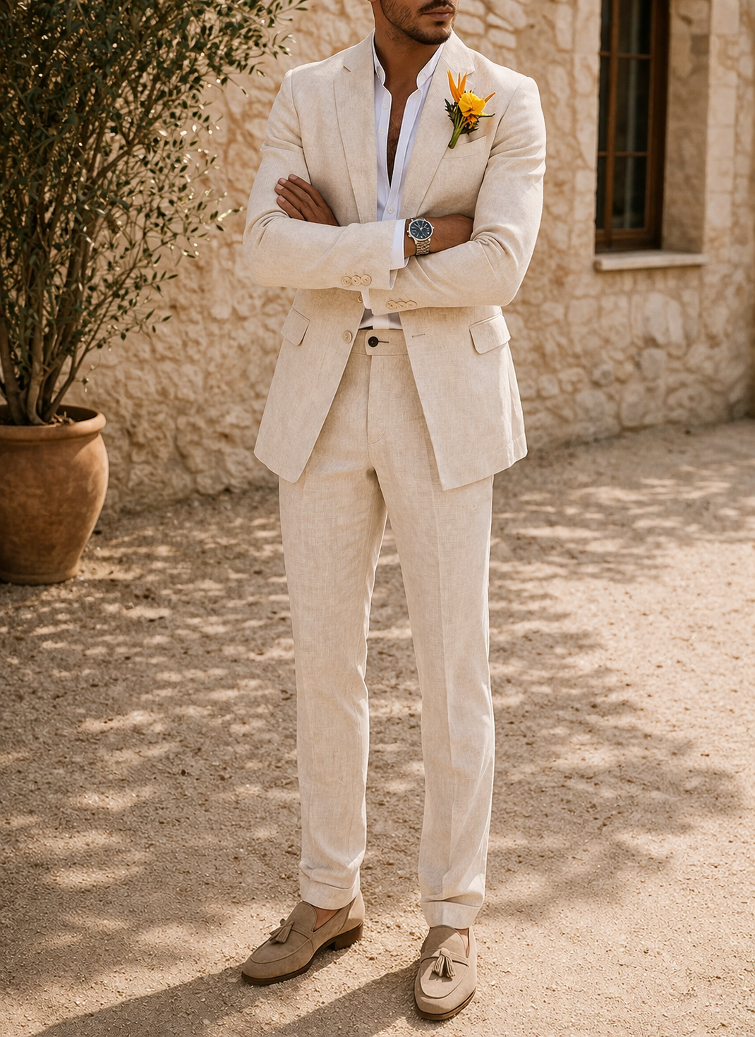 Men's Notched Lapel Blazer and Trouser Set