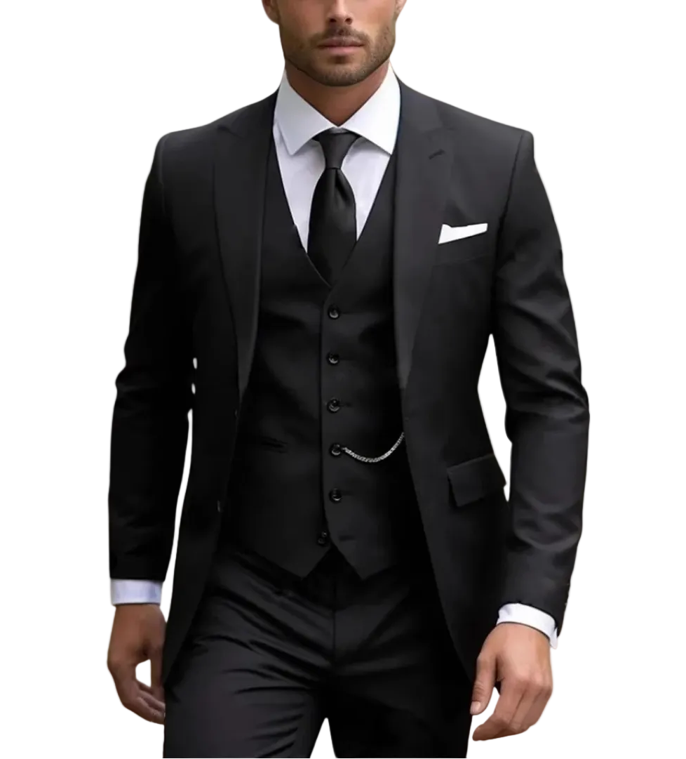 Men's Notched Lapel Blazer Waistcoat and Trouser Set
