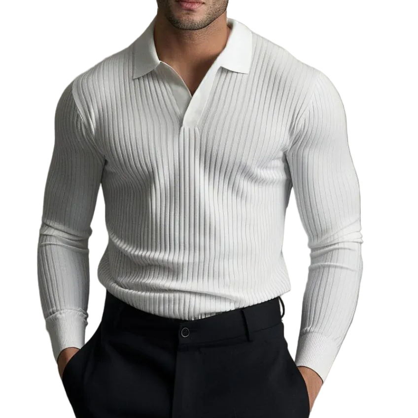 Men's Open Collar Long Sleeve Shirt
