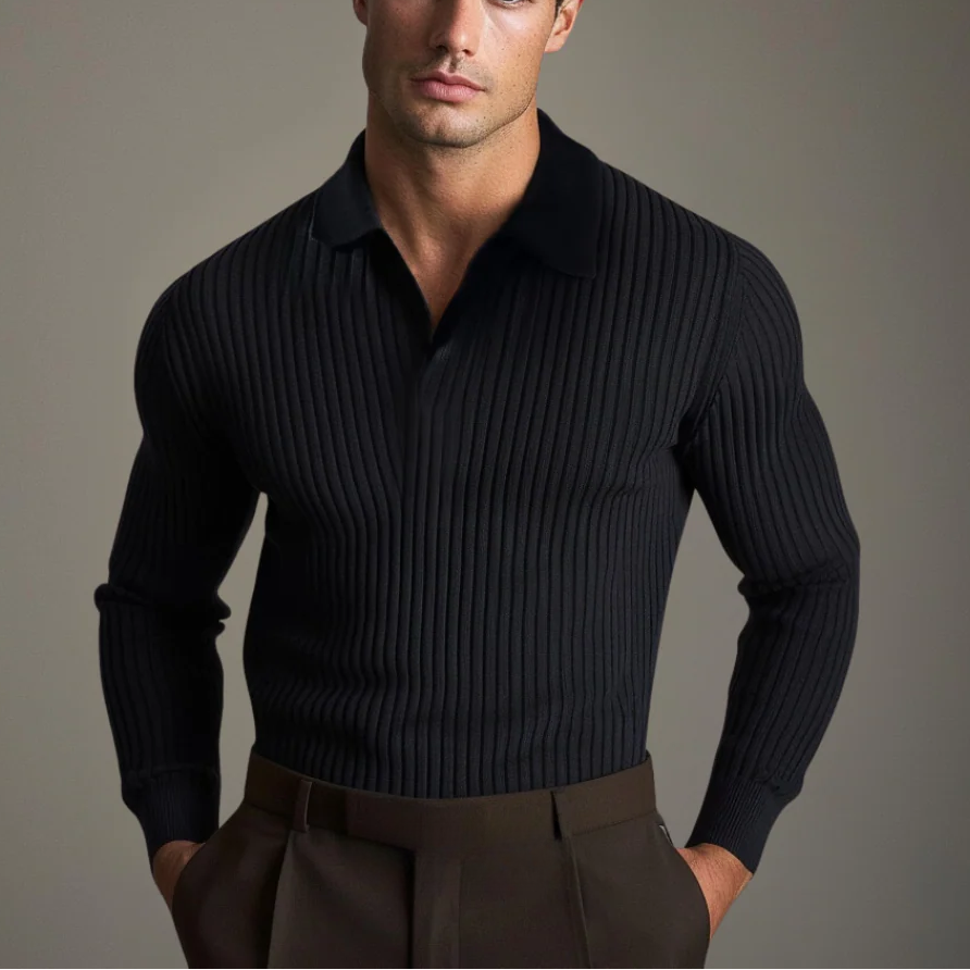 Men's Open Collar Long Sleeve Shirt