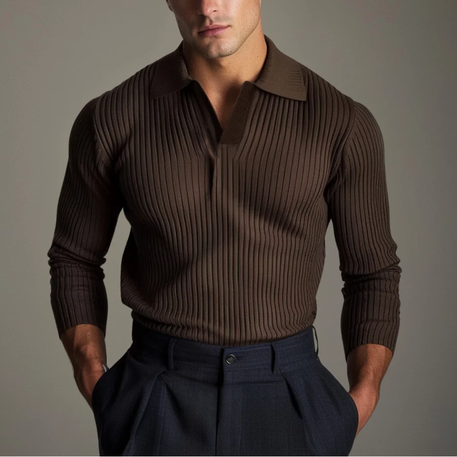 Men's Open Collar Long Sleeve Shirt