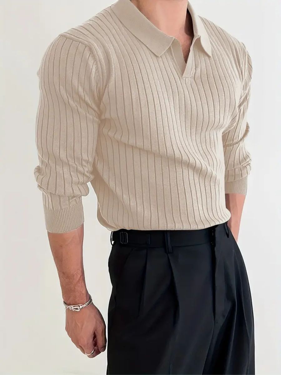Men's Open Collar Long Sleeve Shirt