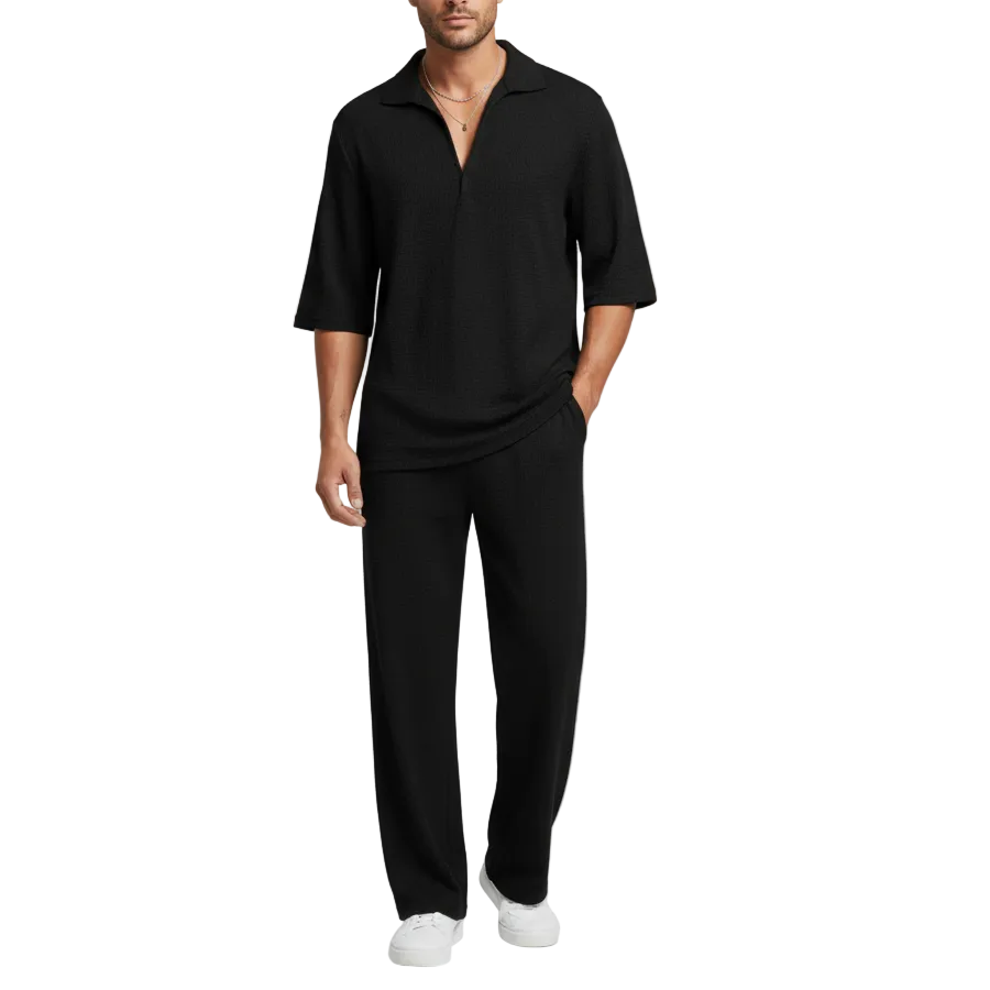 Men's Open Collar Two-Piece Set