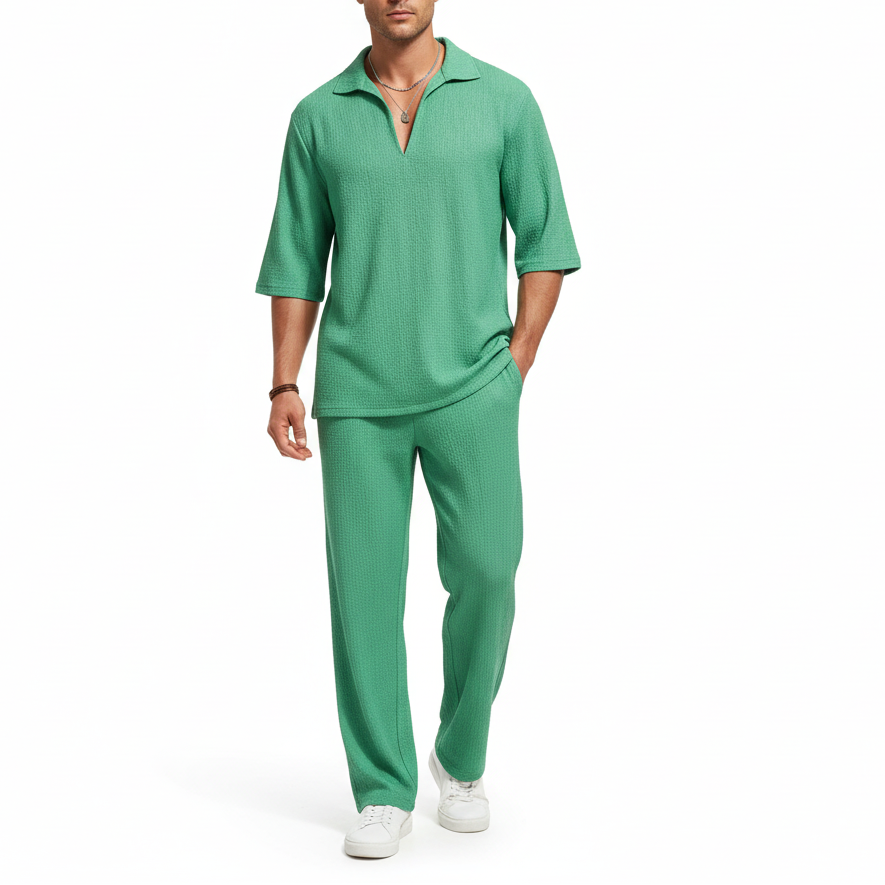 Men's Open Collar Two-Piece Set