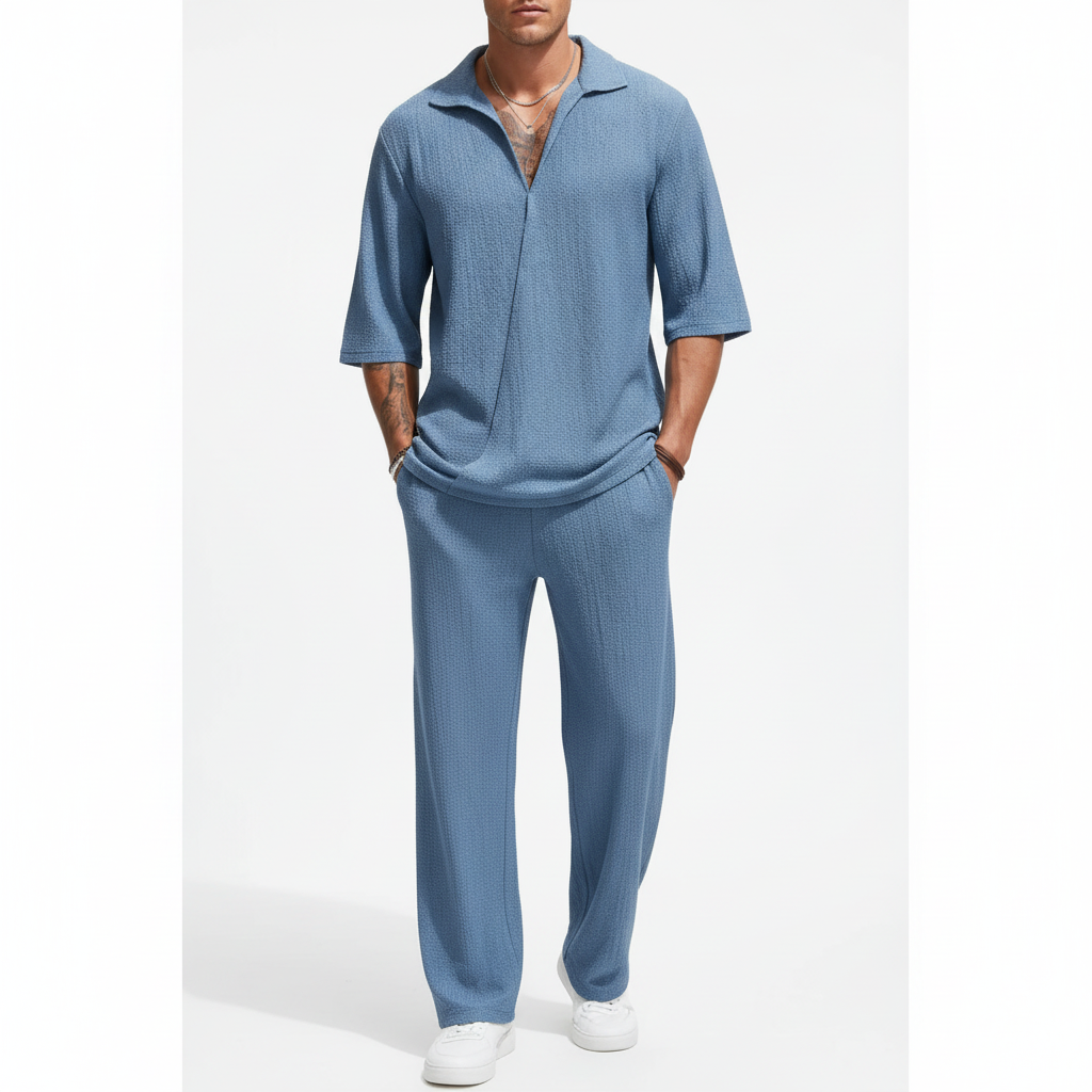 Men's Open Collar Two-Piece Set