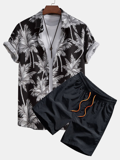 Men's Palm Print Shirt and Shorts Set
