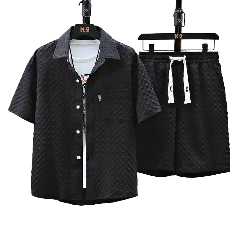 Men's Pattern Shirt and Shorts Set