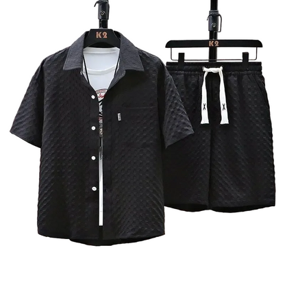 Men's Pattern Shirt and Shorts Set