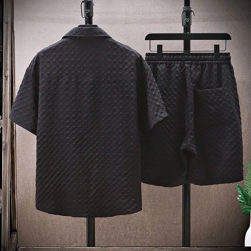 Men's Pattern Shirt and Shorts Set