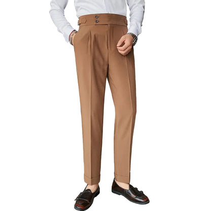 Men's Pleated Button Detail Trousers