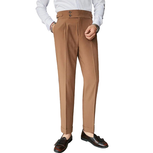 Men's Pleated Button Detail Trousers