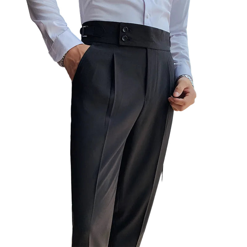 Men's Pleated Button Detail Trousers