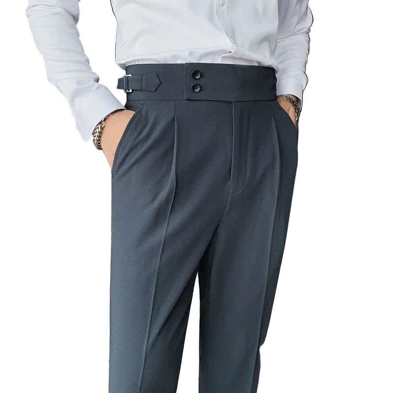 Men's Pleated Button Detail Trousers