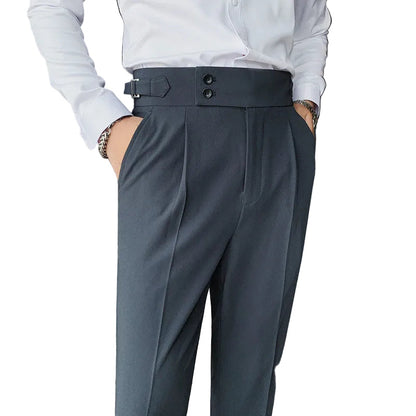 Men's Pleated Button Detail Trousers