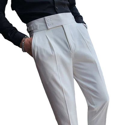 Men's Pleated Button Detail Trousers