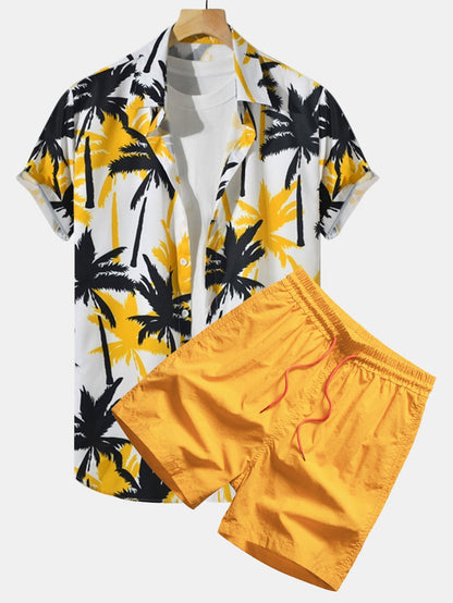 Men's Printed Shirt and Shorts Set