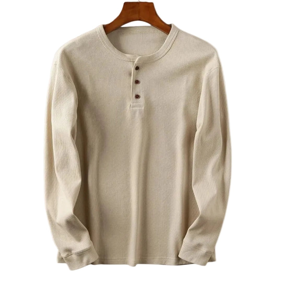 Men's Ribbed Button Neck Shirt