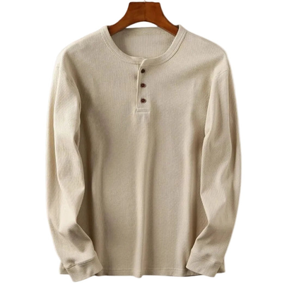 Men's Ribbed Button Neck Shirt