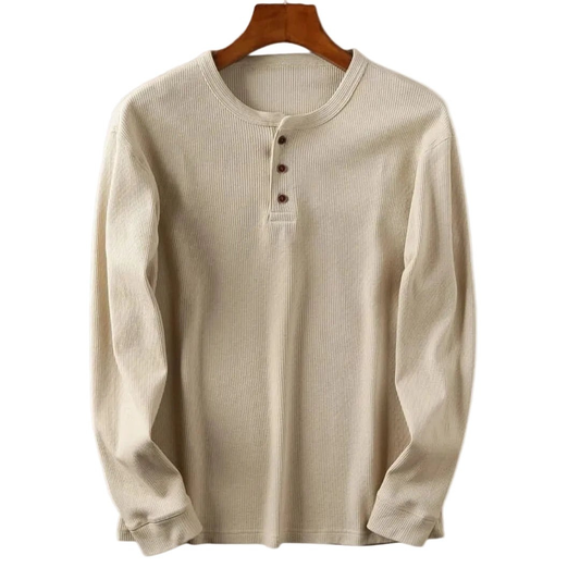 Men's Ribbed Button Neck Shirt