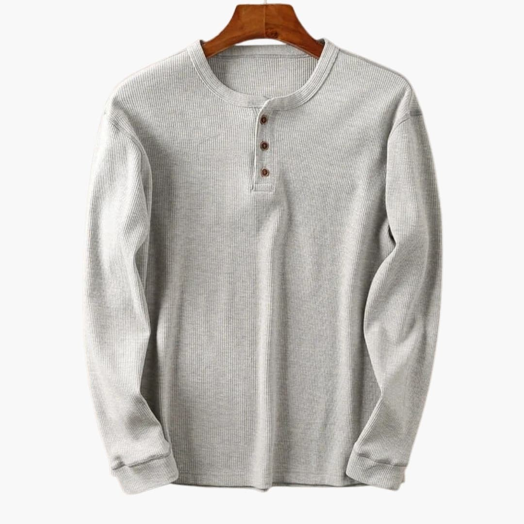 Men's Ribbed Button Neck Shirt