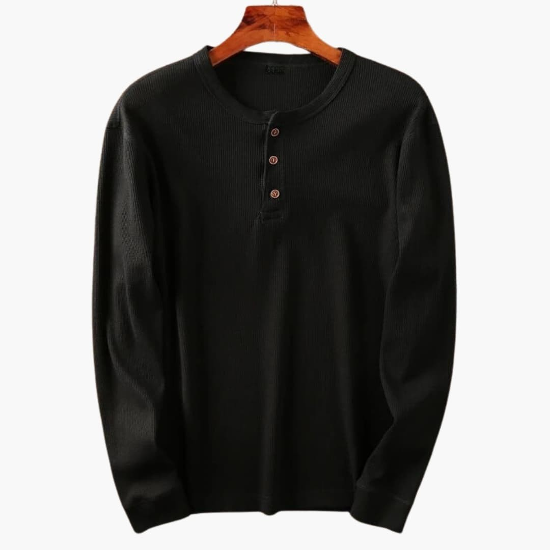 Men's Ribbed Button Neck Shirt