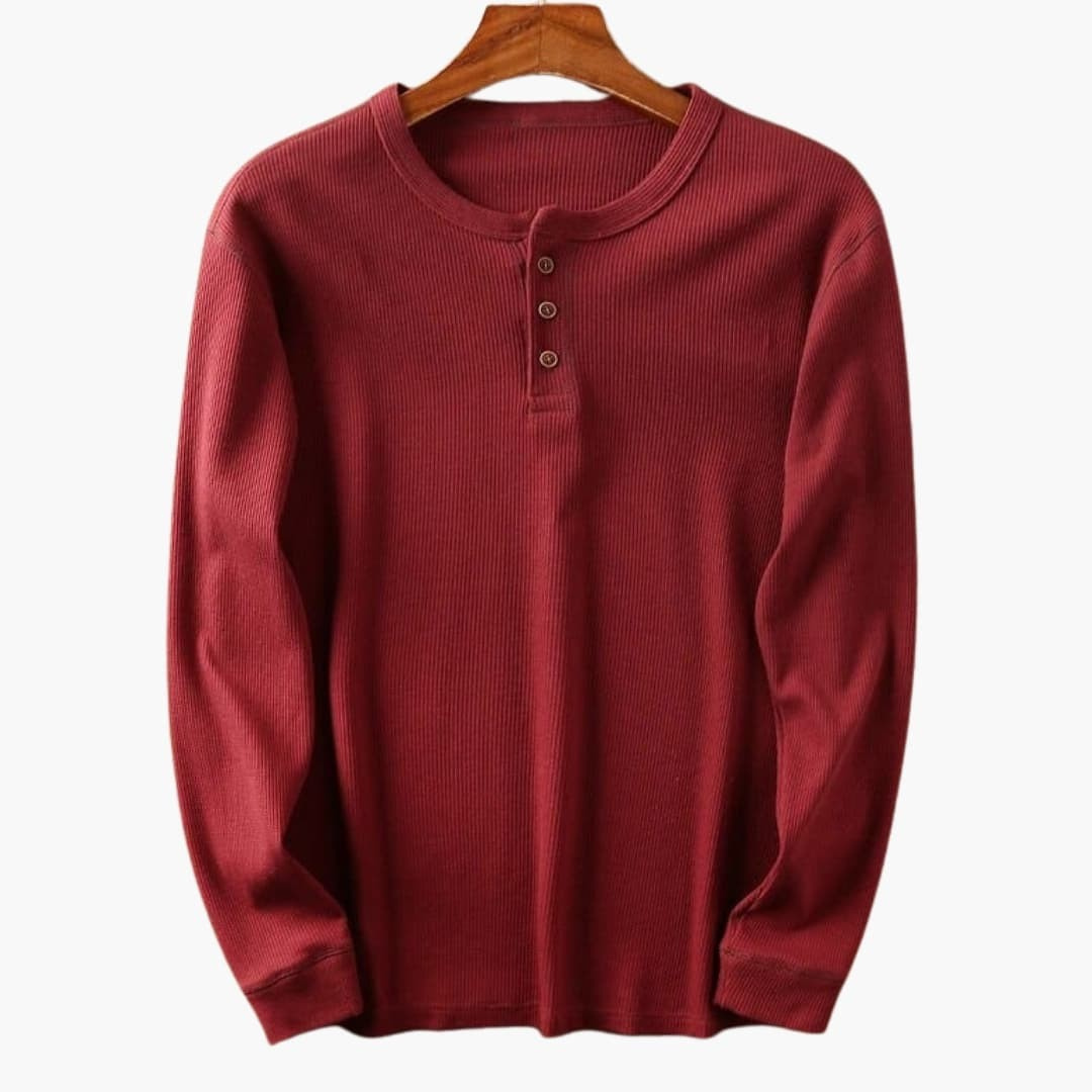 Men's Ribbed Button Neck Shirt