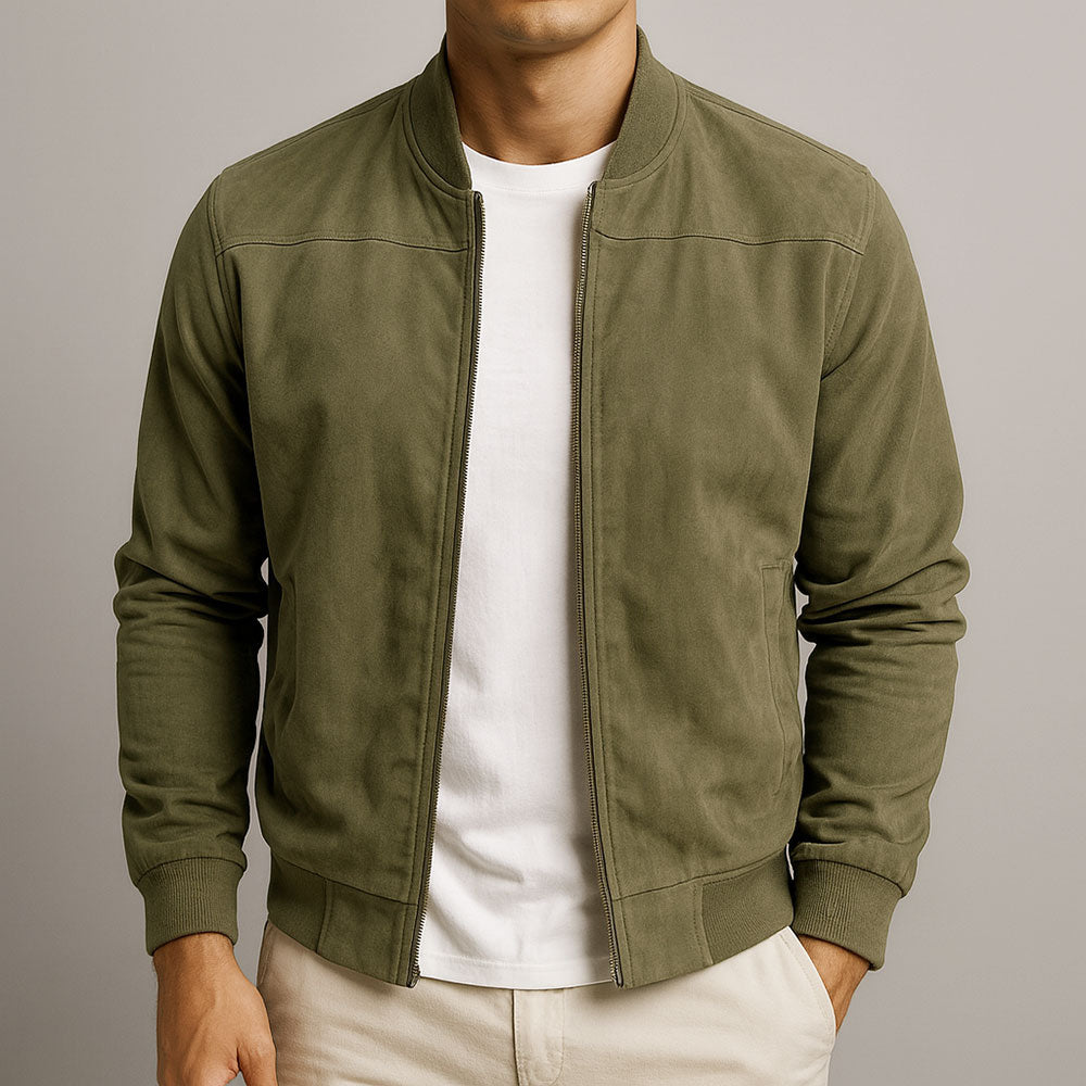 Men's Ribbed Hem Zip Jacket